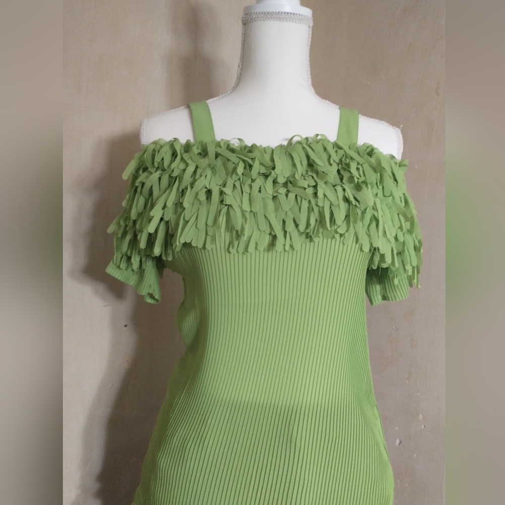 Green Off-Shoulder Ruffle Top